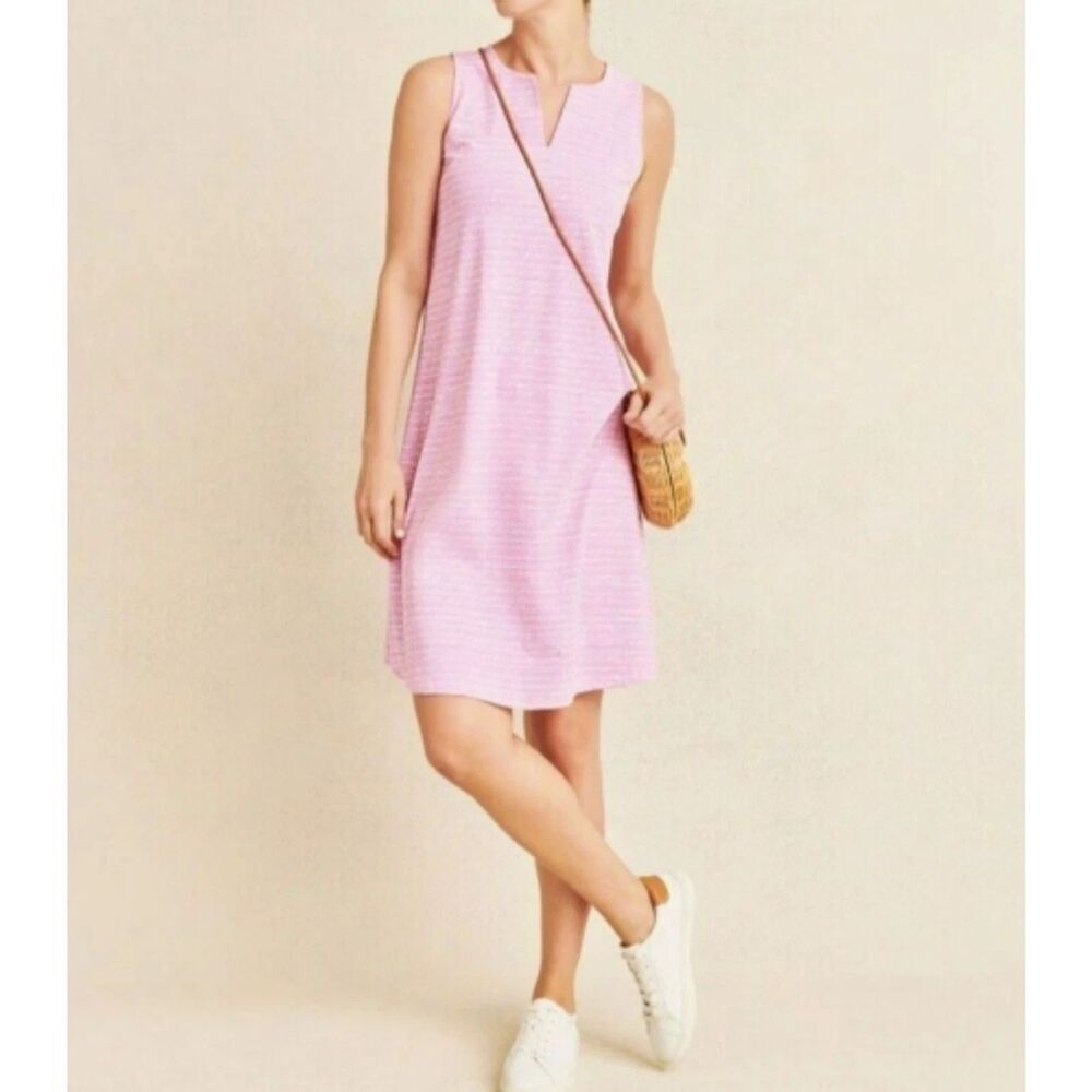 J.McLauglin "Ellison" Pink & White Catalina Cloth Sleeveless Shift Dress sz XS